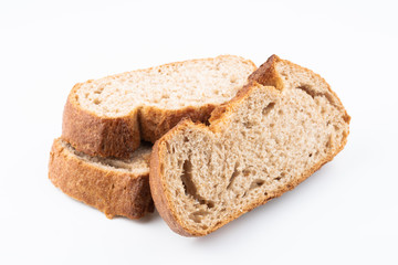 bread slices on white background