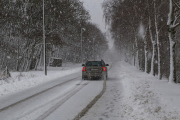 Winter. Dangerous winter road after heavy snowfall.