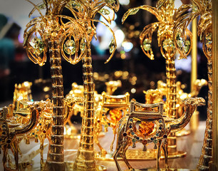 Beautiful Golden Camels Statuettes