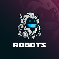 robot mascot logo design vector with modern illustration concept style for badge, emblem and tshirt printing. funny robot illustration.
