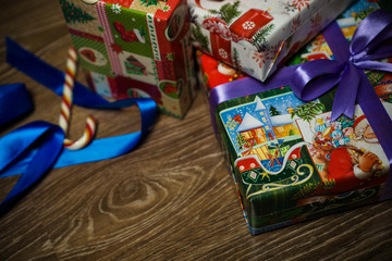 Gifts with bow and candy