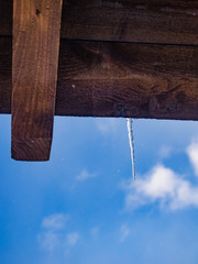 Icicle at blue sky background