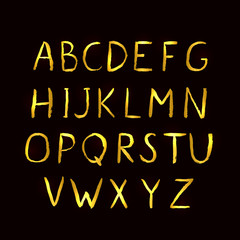 Education poster with hand drawn Latin uppercase golden letters