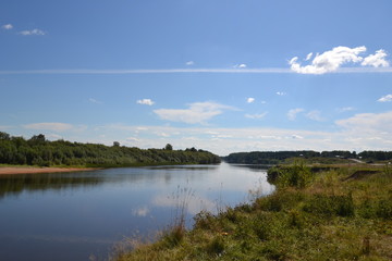 Fototapeta premium Ancient landscape and modern fligh trace