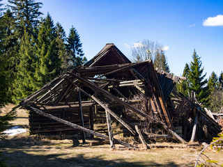 Ruined Wooden Mountain Hut