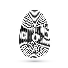 Fingerprint vector icons isolated on write with shadow. Electronic signature concept. Biometric technology for person identity. Security access authorization system.