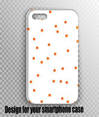 Stylish vector mockup cover for smartphone. Dots pattern print - beautiful design. Gadget Accessory
