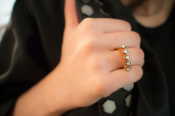 hand with diamond ring
