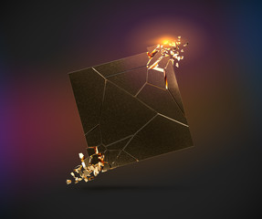 Gold banner in a form of a square with explosed corners