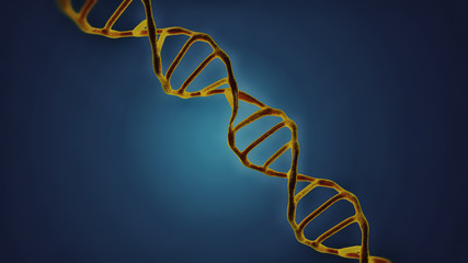 This scene was examined under an electron microscope of a DNA molecule. The concept of molecular biology and biotechnology, deoxyribonucleic acid, genomes. 3D rendering.