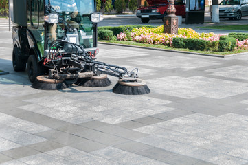 sidewalk cleaning machine in the park