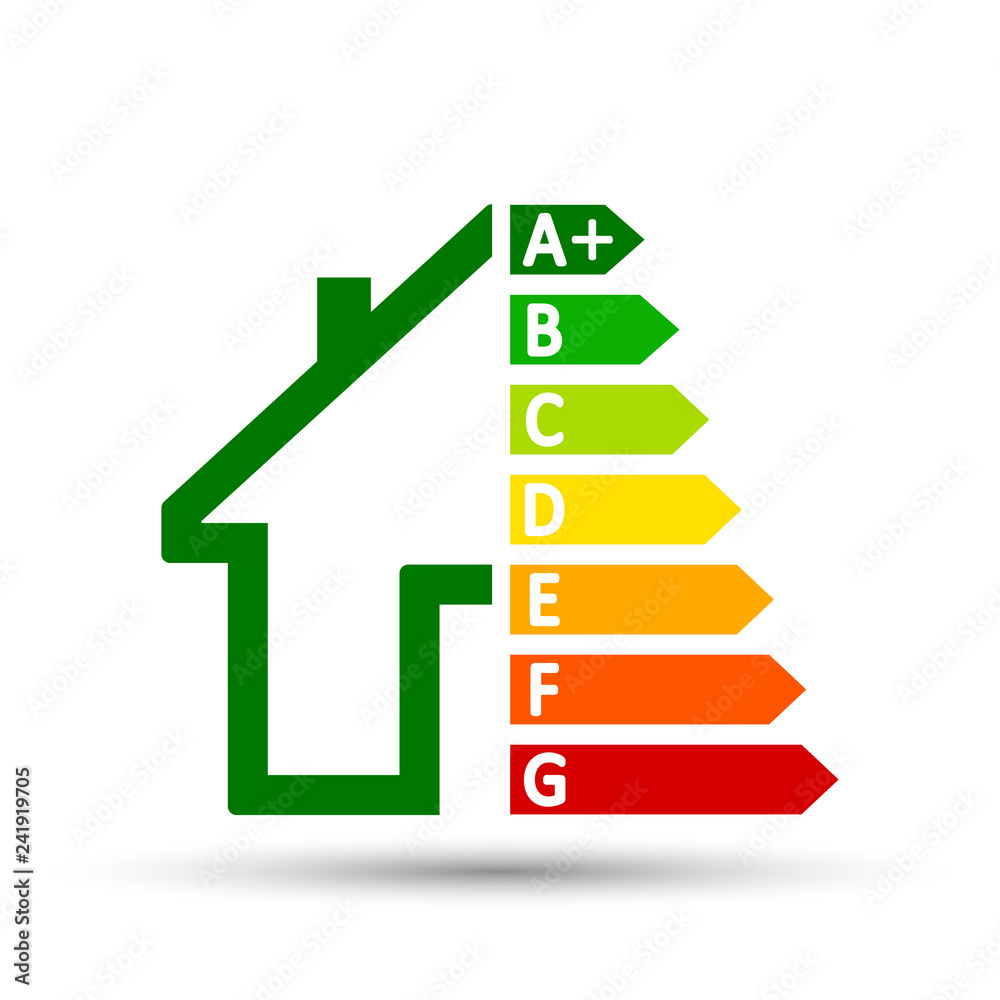 Wall mural energy efficient house concept with classification graph sign – vector