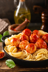Spaghetti with tomato sauce and meatballs