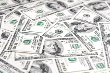 One hundred dollar bills. Money paper texture.