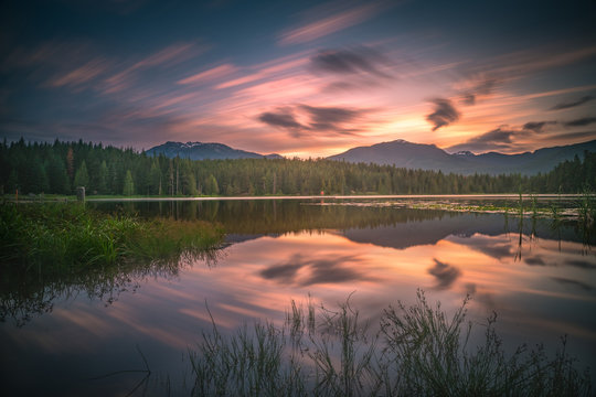 Whistler sunset clouds and reflections