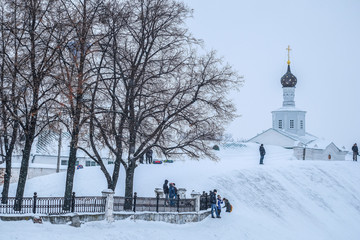 Ryazan, Russia - January, 5, 2019: landscape with the image of Ryazan Kremlin