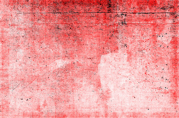 Red-Black-White Aged Grunge Wall Background. Old Weathered Peeled Painted Plaster Backdrop. Reddish Abstract Antique Cracked Stain Texture Background. Damaged Retro Stucco Scratched Pattern