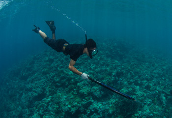 Local spearfisher in Palau
