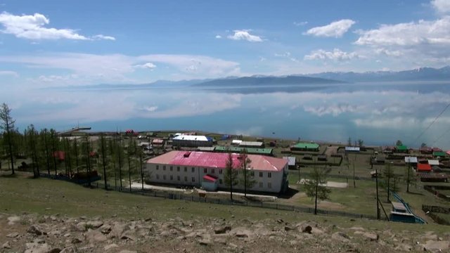 Village on coast of Lake Hubsugul in Mongolia.