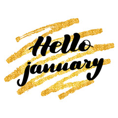 Inspirational lettering inscription hello january. © selentaori