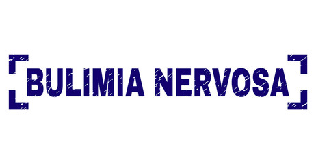 BULIMIA NERVOSA title seal stamp with grunge effect. Text label is placed between corners. Blue vector rubber print of BULIMIA NERVOSA with grunge texture.