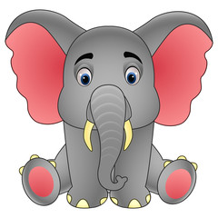 Fototapeta premium Cute baby elephant sitting isolated on white background - Illustration 