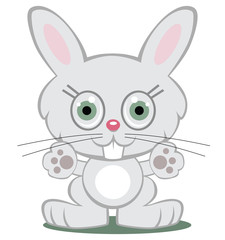Cartoon bunny gray with open paws
