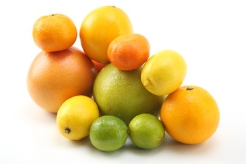 Naklejka na ściany i meble different citrus fruits on white background