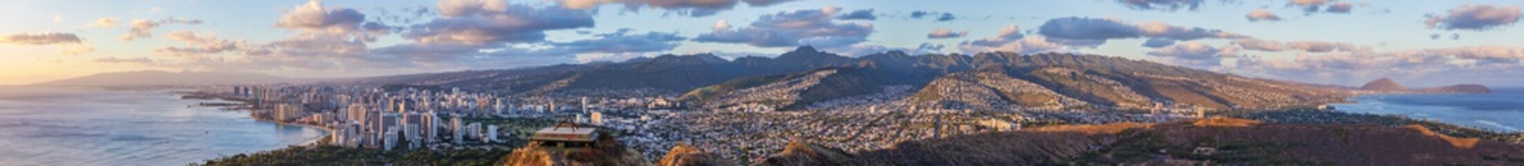 Obraz premium Honolulu View From Diamond Head Panorama