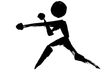 筆絵　ボクシングのシルエット