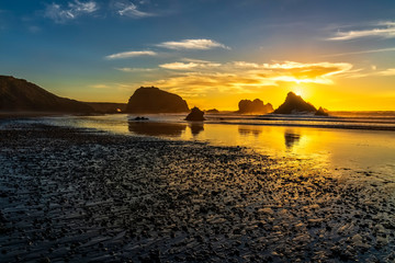 Yellow Sunset on Beach