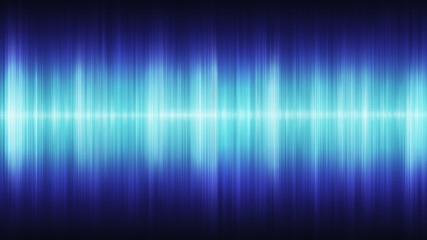Glowing blue cosmic sound waves on a black background