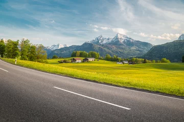 Foto op Canvas Empty asphalt country road with alpine mountain scenery in summer © JFL Photography