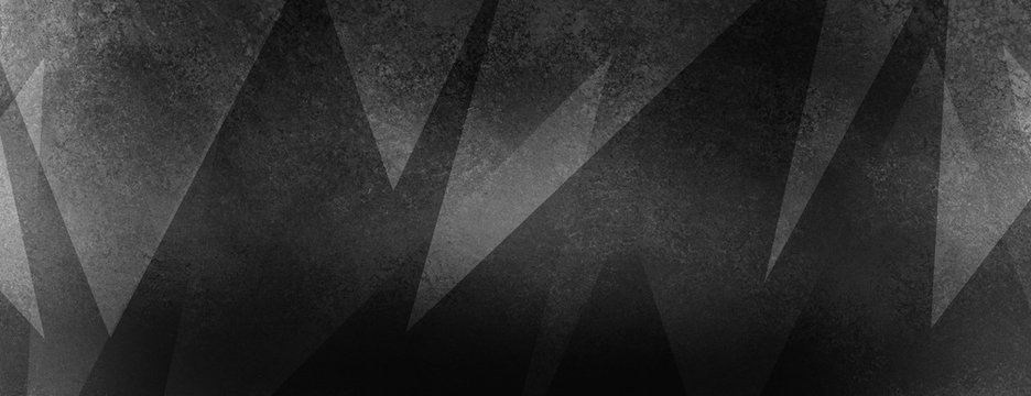abstract black background with textured white triangle layers on border; elegant black and white background design