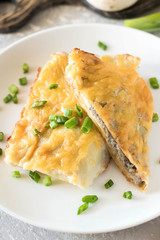 Béchamel baked pancakes stuffed with mushrooms