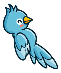 Cute and funny light blue bird smiling - vector