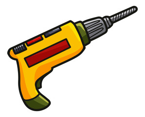 Cute and funny yellow drill ready to use - vector.