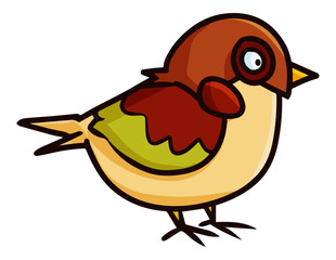 Funny and cute little colorful bird - vector