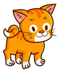 Cute and funny orange cat standing and smiling - vector