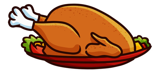 Funny and yummy turkey meat ready to eat - vector
