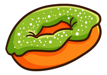 Funny and yummy green donut - vector