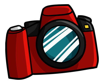 Funny and cool red DSLR camera for your holiday - vector