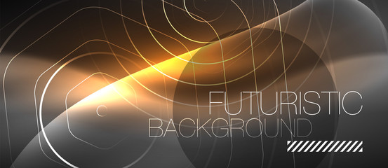 Black and glowing color lines neon design, magin techno template background