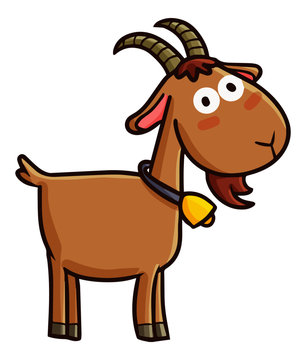 Cute and funny brown goat woth absurd face - vector