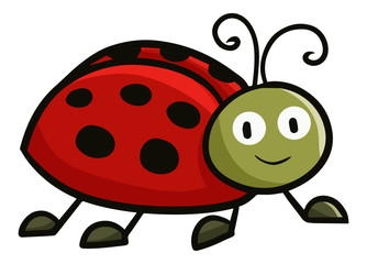 Fototapeta premium Funny and cute red ladybug smliing - vector