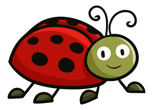 Funny and cute red ladybug smliing - vector
