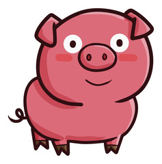Funny and cute fat pig smiling - vector