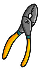 Cute and funny yellow pliers for industrial work - vector