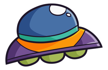 Cute and funny UFO flying from outer space - vector