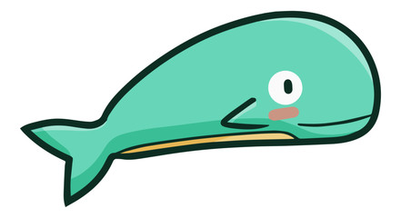 Funny and cute green whale - vector